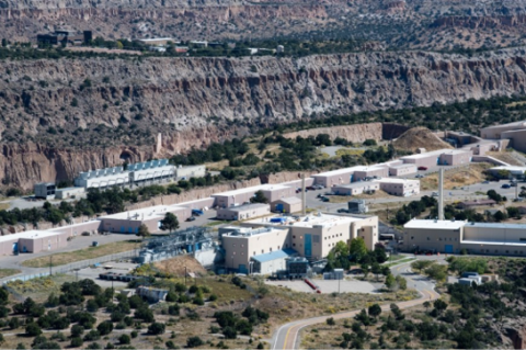 An aerial view of Los Alamos National Laboratory.
