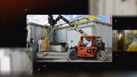 An orange construction vehicle at work at the Oak Ridge Site
