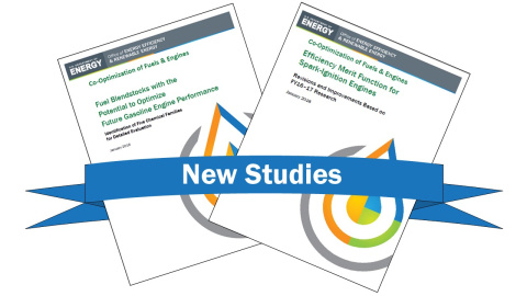 Photo of two Co-Optima reports reading 'New Studies.'