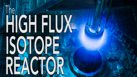 Photo of a reactor with the title high flux isotope reactor over the photo.