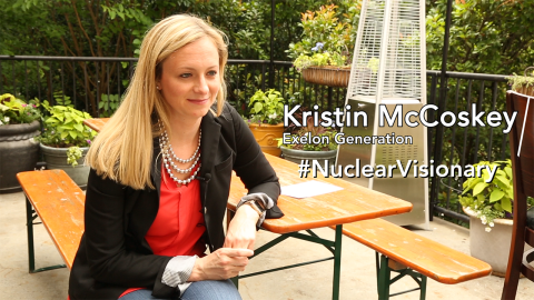Woman with text that says Kristin McCoskey #Nuclear Visionary