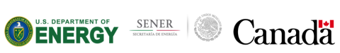 Logos for the respective Departments of energy for the United States, Mexico, and Canada