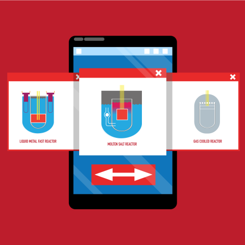 Photo of a phone with three photos of advanced reactors 