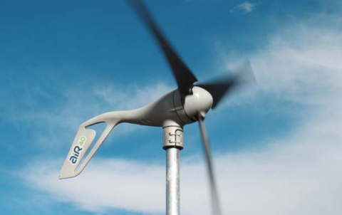 Photo of a small wind turbine.