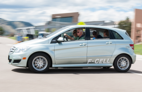 Fuel cell car at a ride and drive event.