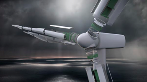Photo of a wind turbine.