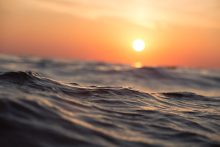 ocean waves and sunset 
