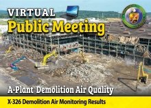 This postcard graphic describes the October 12 and 14 2021 Virtual Meetings on Portsmouth Air Monitoring results.