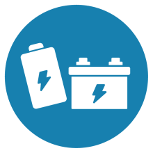 Icon of two kinds of batteries