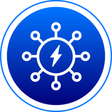 Energy symbol indicating university cooperation during severe weather events impacting various components of the electric grid.