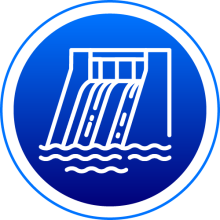 Hydroelectric dam showing waterflow for electricity