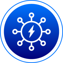 White lightning bolt on blue background for transmission