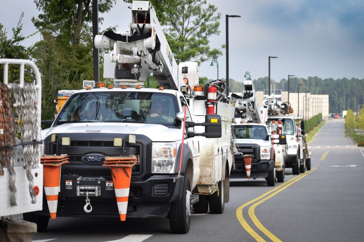Utility trucks from Entergy