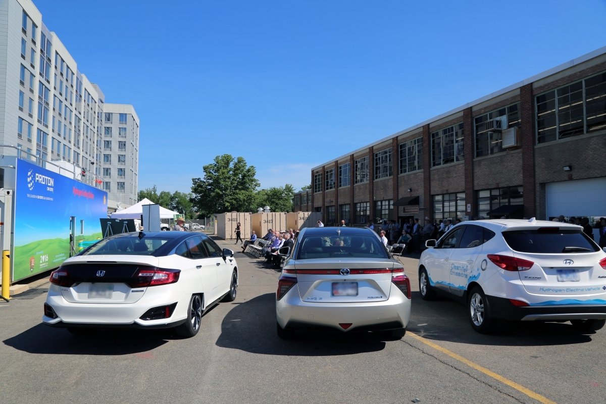 fuel cell vehicles at a hydrogen refueling station 