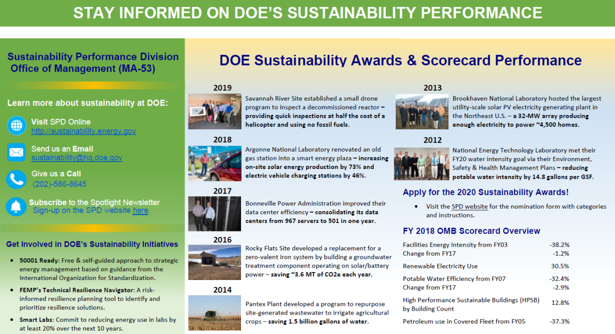 SPD Earth Day Poster & DOE Sustainability Performance