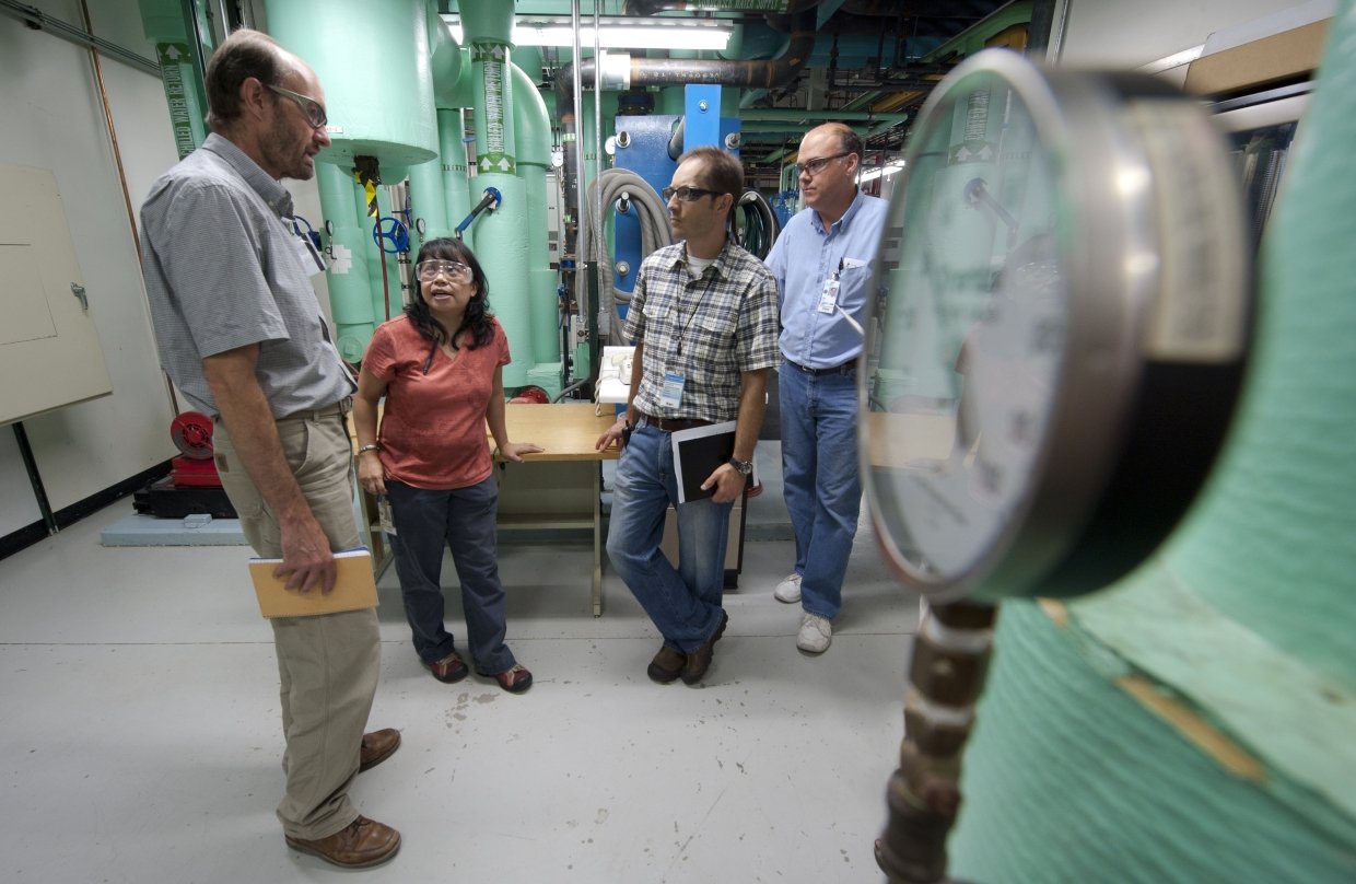Energy and water facility audit being performed.