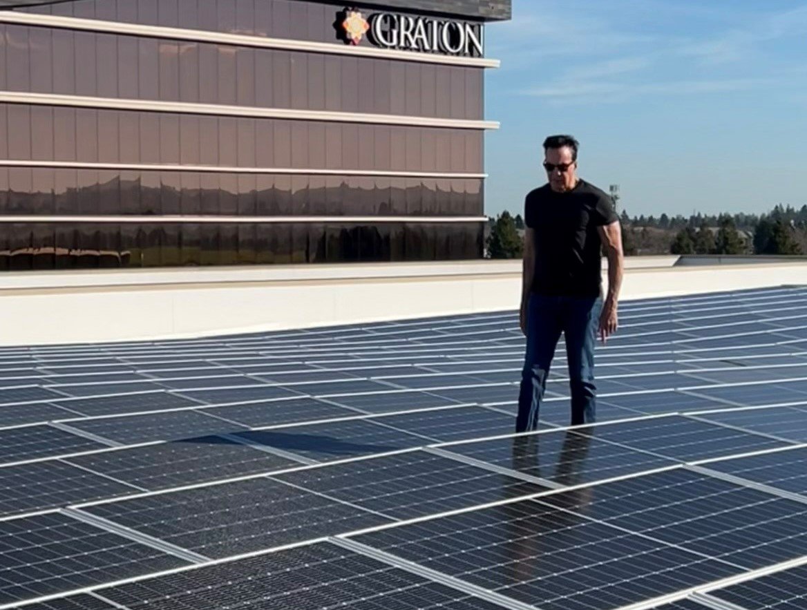 Chairman Sarris with the Tribe’s 1.5-megawatt (MW) solar system.