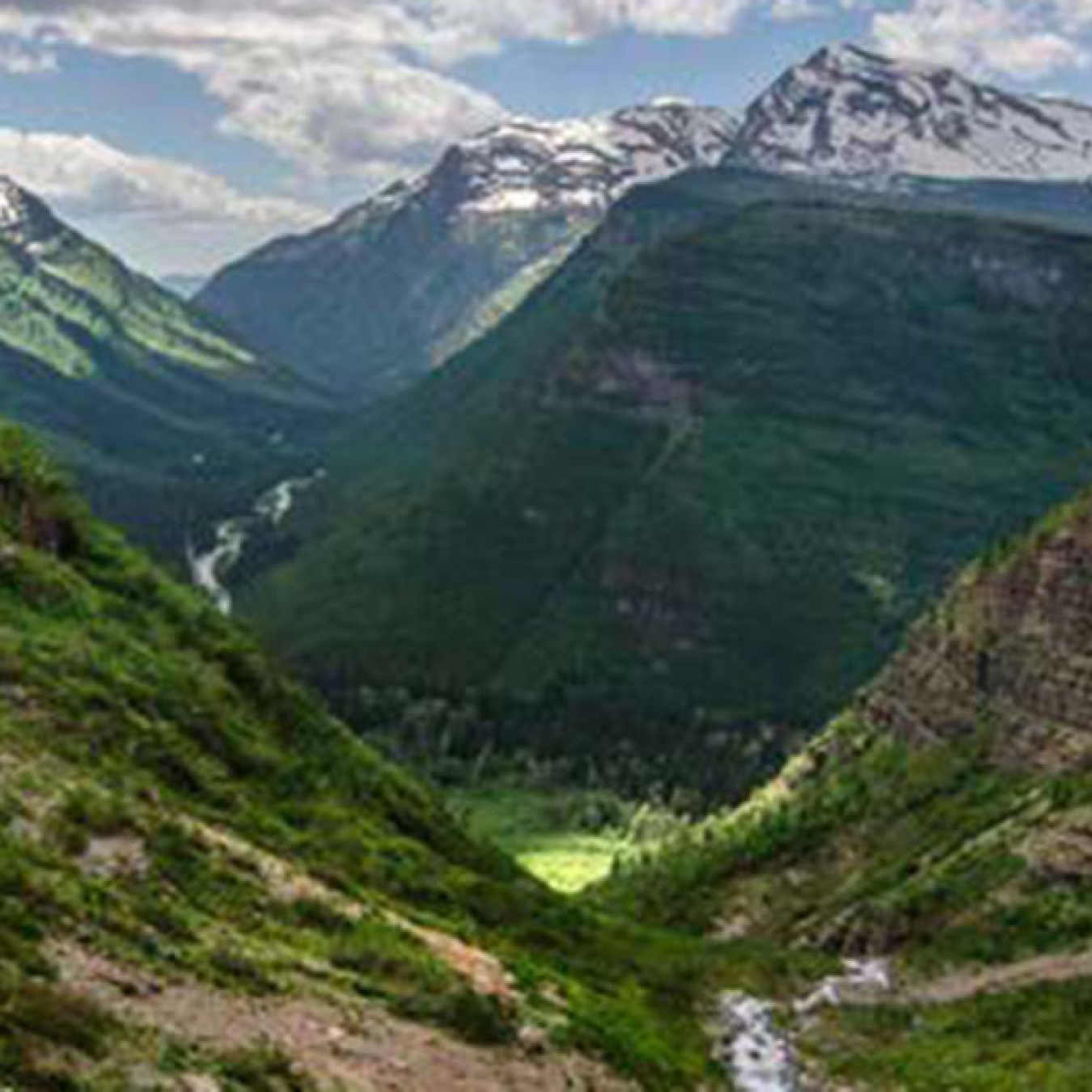 Expansive view of mountains at Glacier National Park.