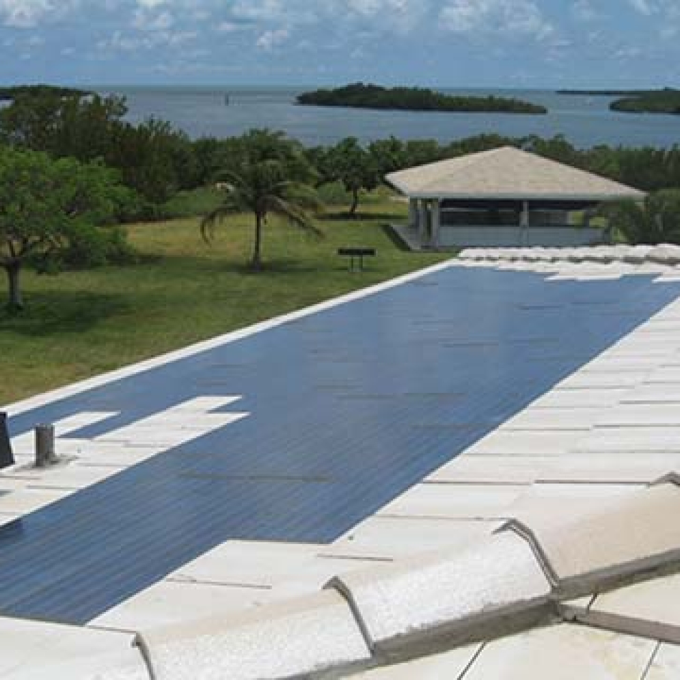 PV panels on the roof of building.