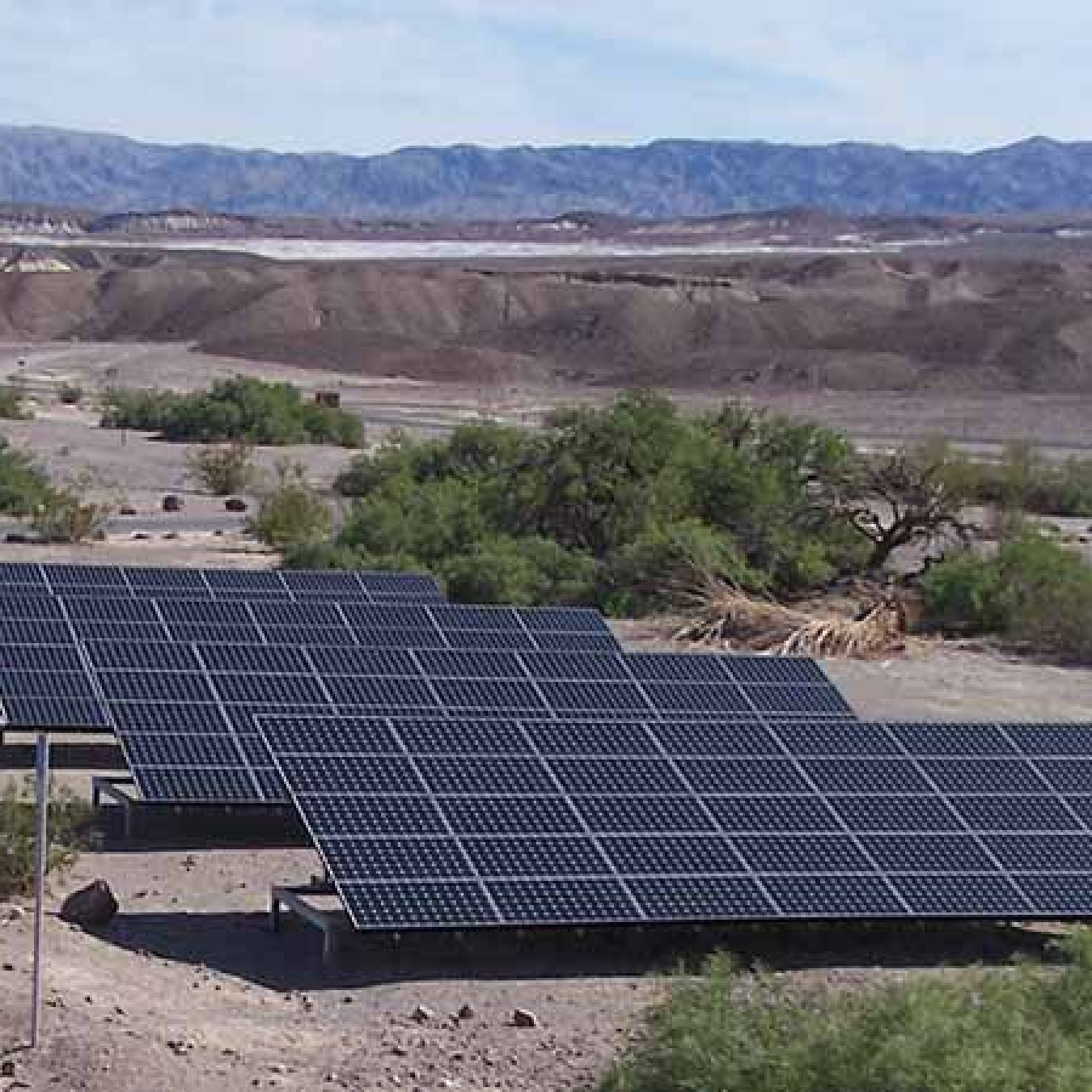 Solar panels in the desert.