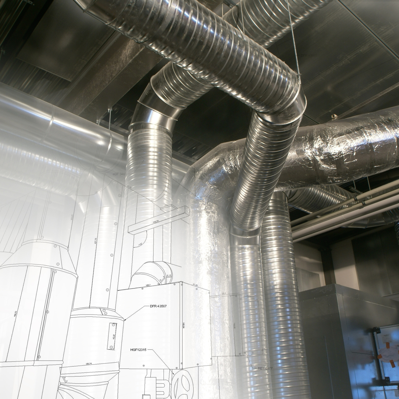 Photo of ductwork inside of a building.