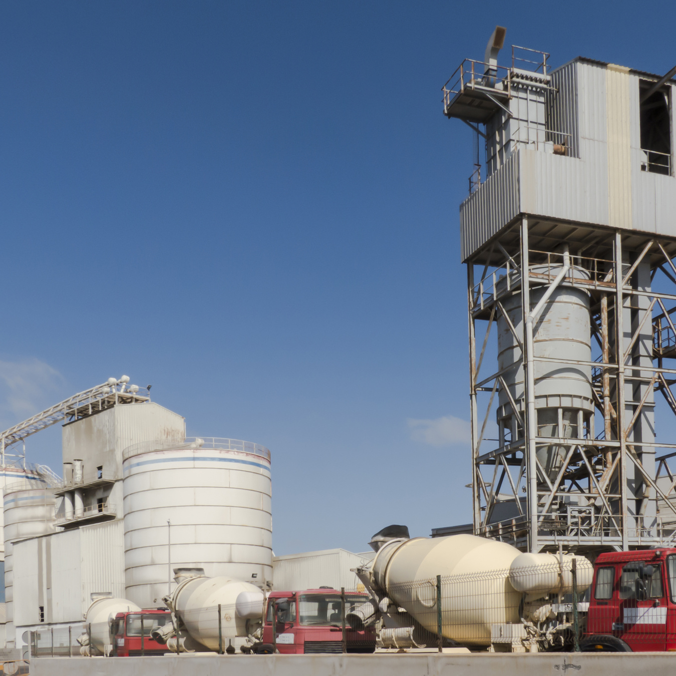 Cement facility with trucks outside