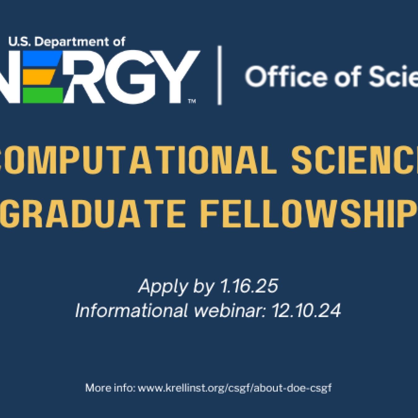 Department of Energy Computational Science Graduate Fellowship Banner
