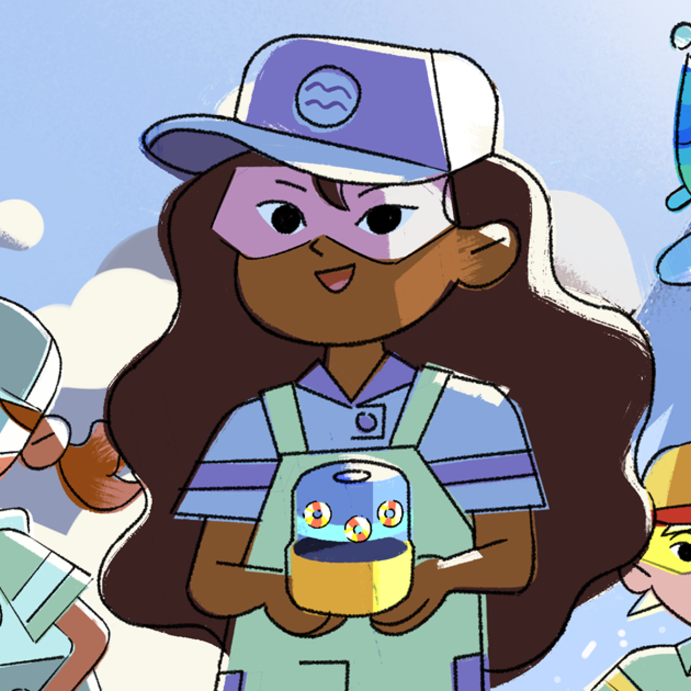 Animated characters from the Spark Squad Marine Energy comic book.