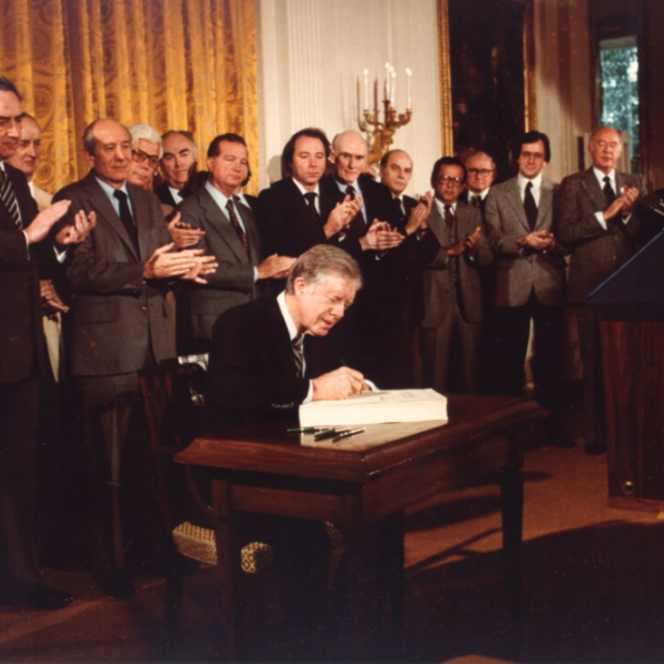 President Carter at the signing ceremony for the Alaska National Interest Lands Conservation Act.