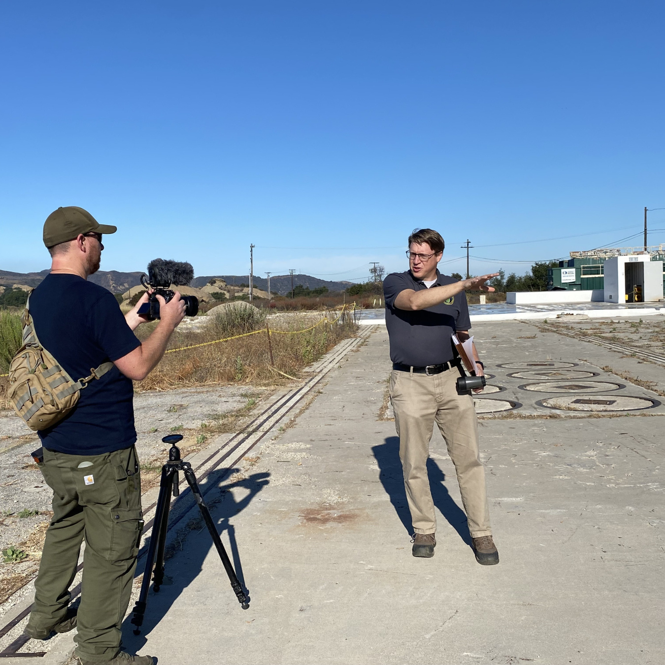 Camera person films during interview at SSFL