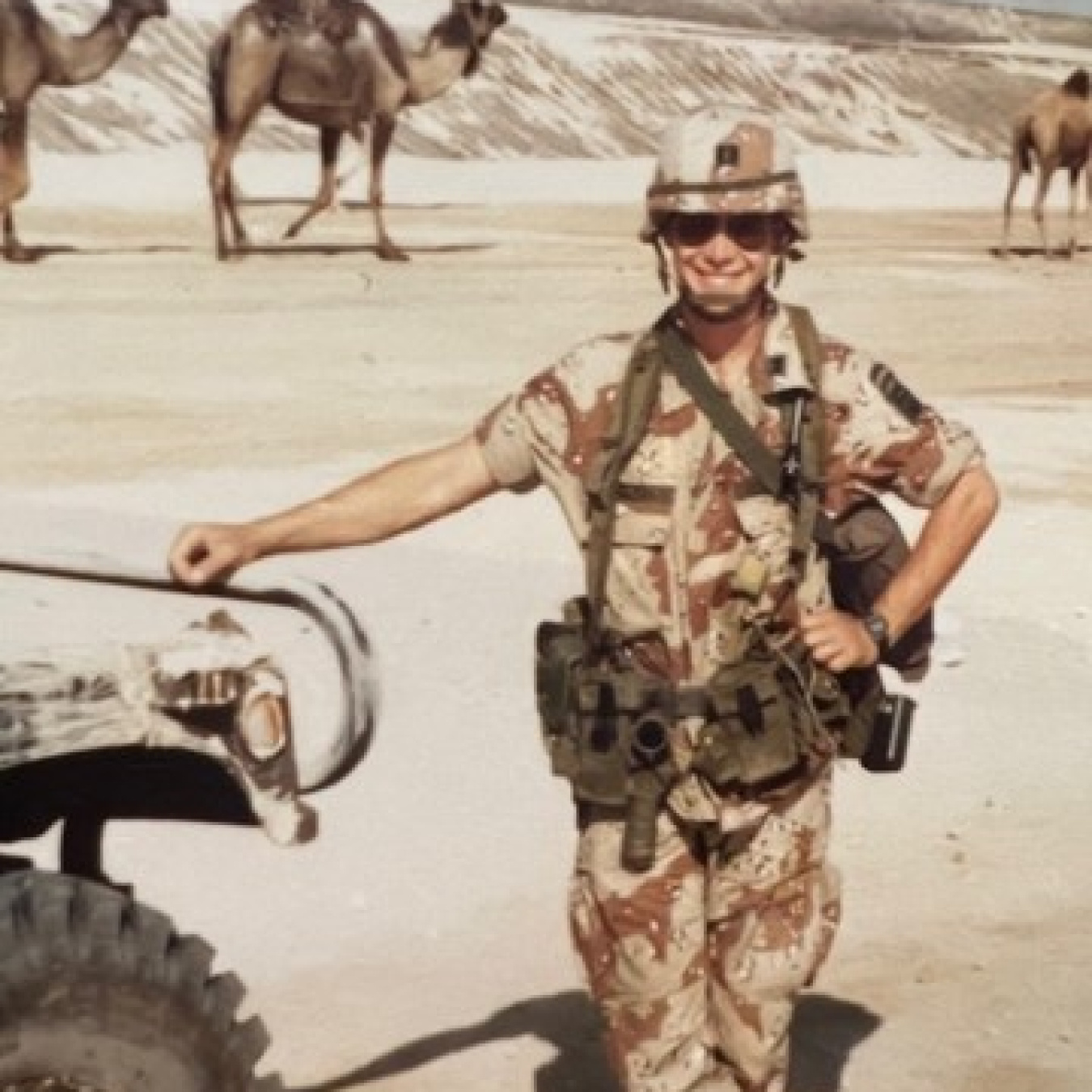 Tim Walsh Army photo with camels in background