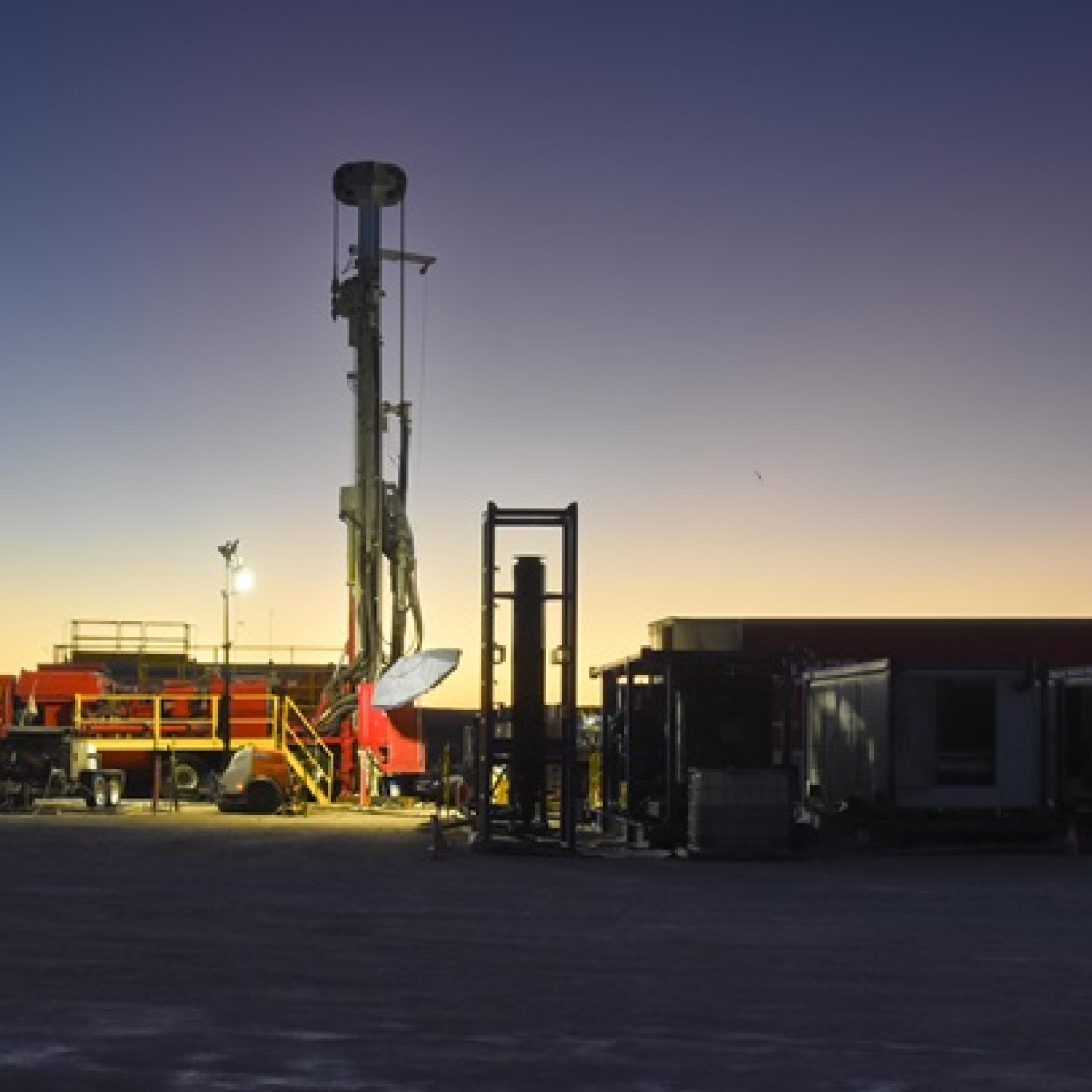 A groundwater well on the Nevada Site at sunset