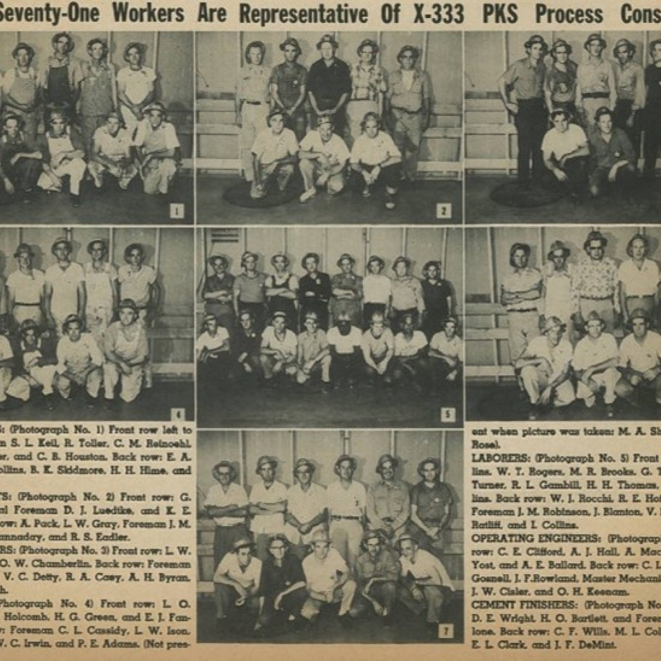 An old newspaper spread with seven different photos and text