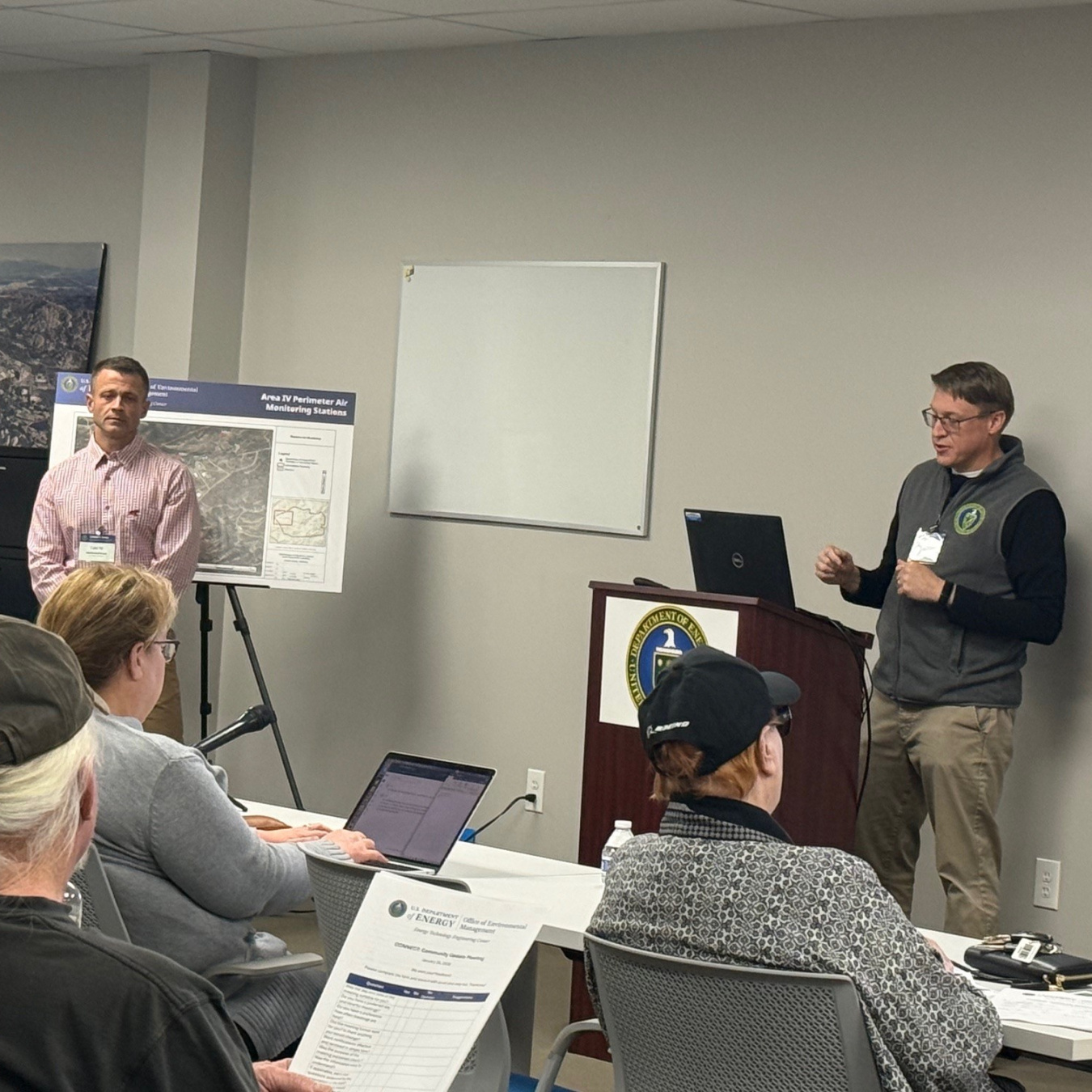 Josh Mengers and Luke Hill present at meeting