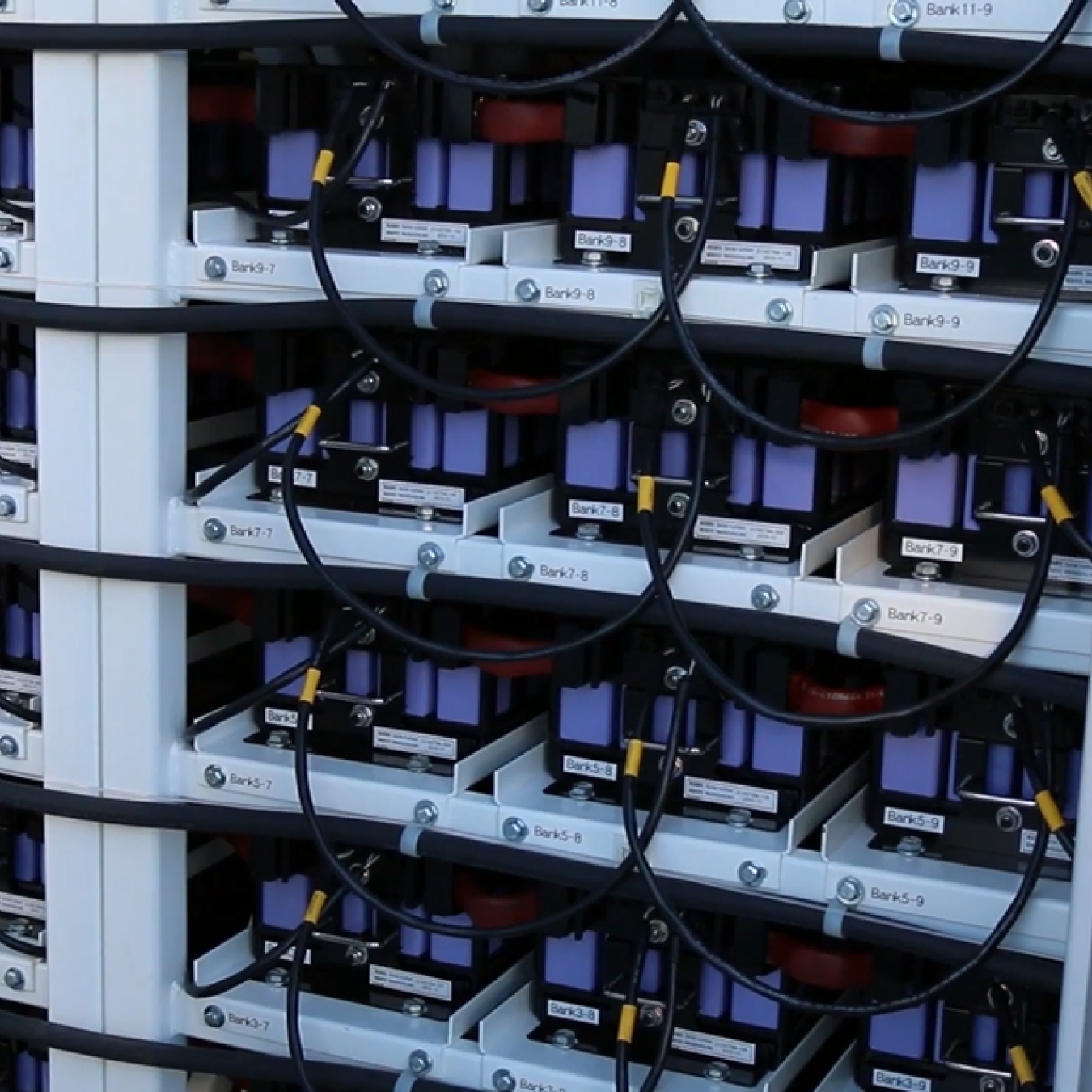 A look at a battery storage system inside a box.