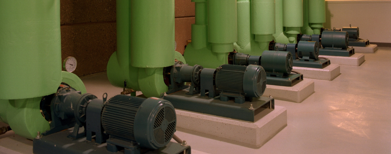 Chilled water pumps at a central plant.