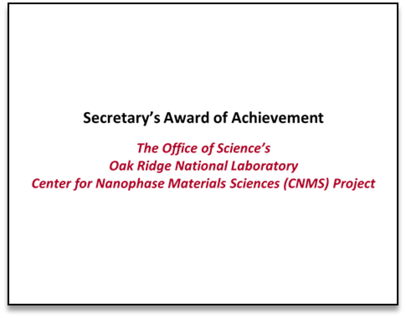 Center for Nanophase Materials Sciences (CNMS) Project