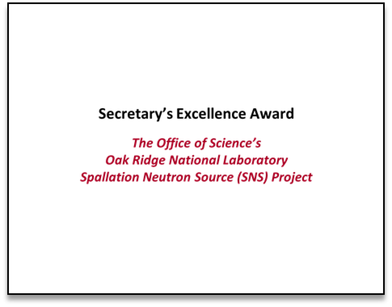 Spallation Neutron Source (SNS) Project