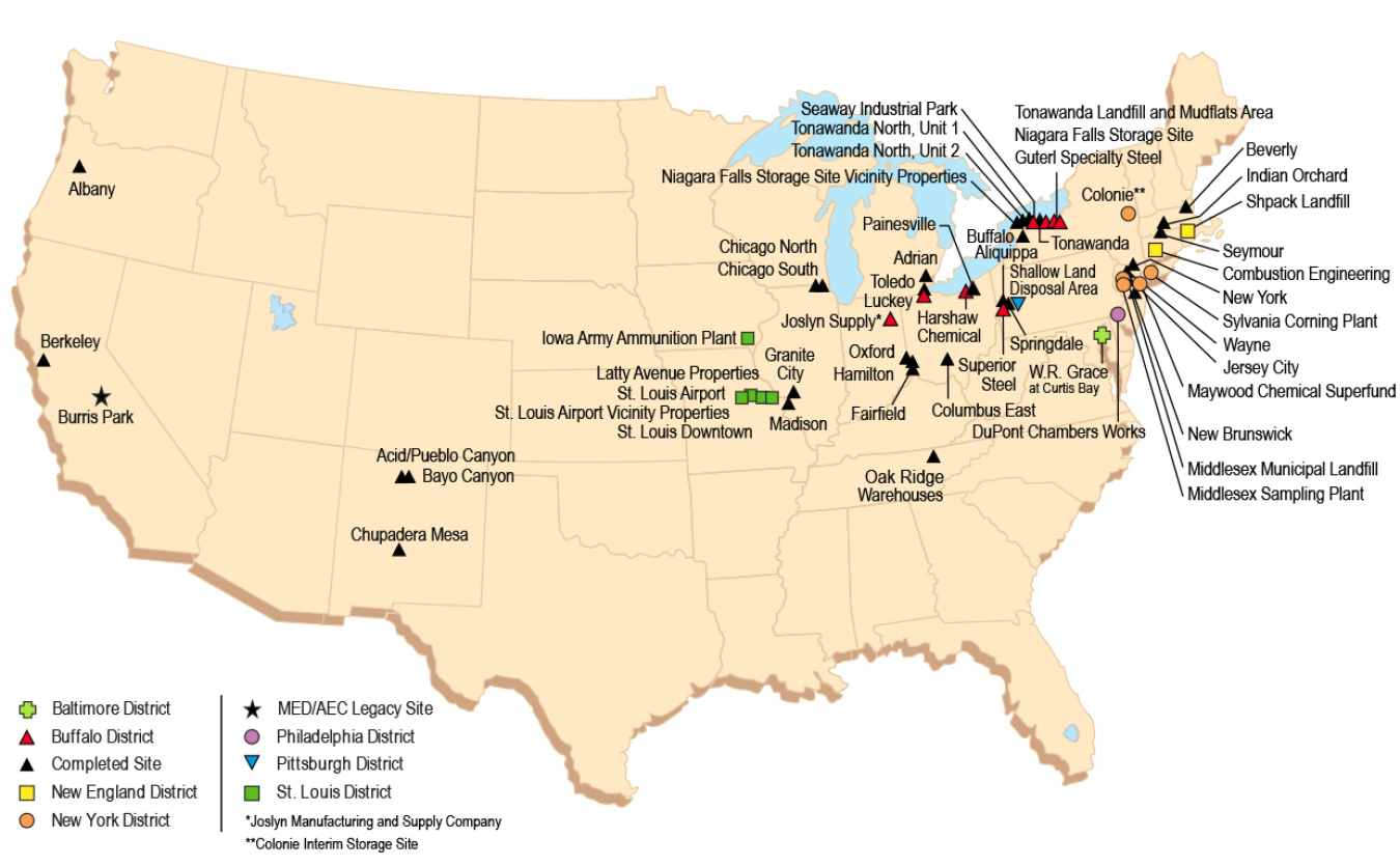 Formerly Utilized Sites Remedial Action Program (FUSRAP) sites map