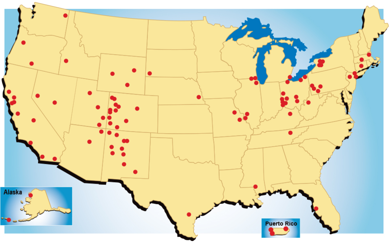 Legacy Management Sites Map 2016