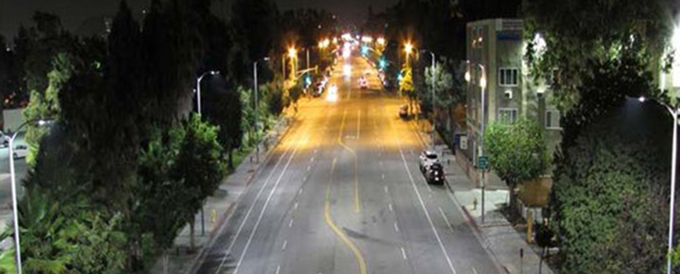 LED street lights in the foreground and old HPS lights in the background.
