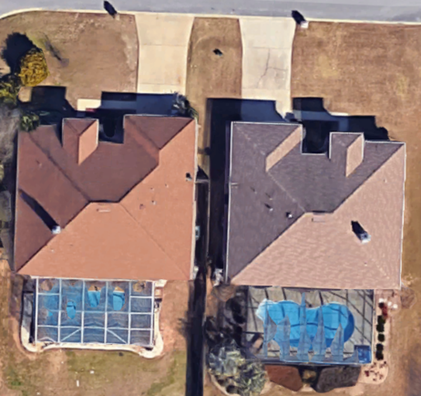 This satellite image shows the two Florida homes where EPRI is conducting its energy storage project.