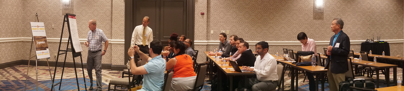 EM Office of Technology Development Program Manager John Lee, far right, takes part in the ergonomics breakout session.