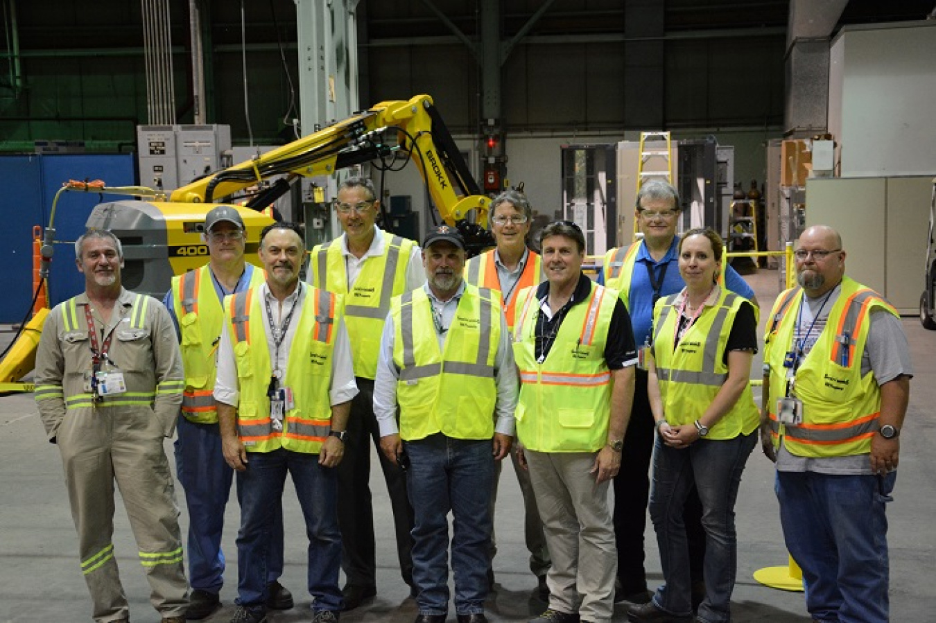Jarrell, front, third from left, was welcomed at a robotics training center at the former Portsmouth Gaseous Diffusion Plant at the Portsmouth Site in Piketon July 19.