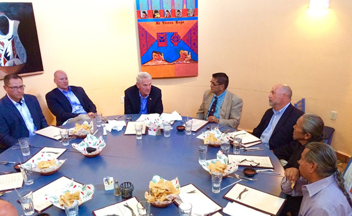 DOE officials have dinner with Tribal leaders before touring the Pueblos the following day.
