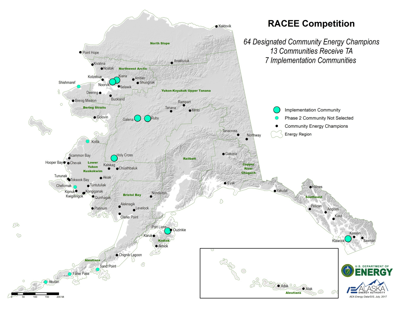 Map of RACEE Alaskan communities