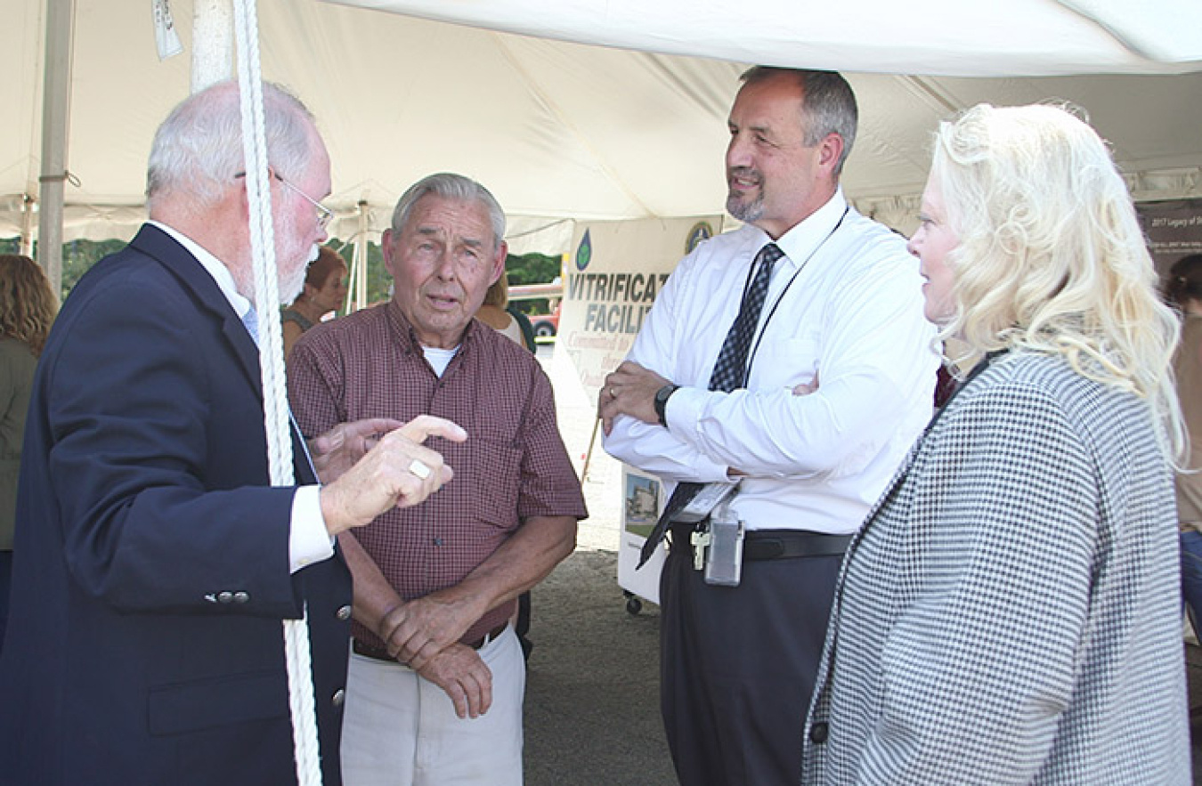 At the celebration, from left, Willis Bixby, past WVDP project director; Bill King, former Town of Ashford supervisor; Bryan Bower, current WVDP project director; and Stacy Charboneau, EM Associate Principal Deputy Assistant Secretary, Field Operations.