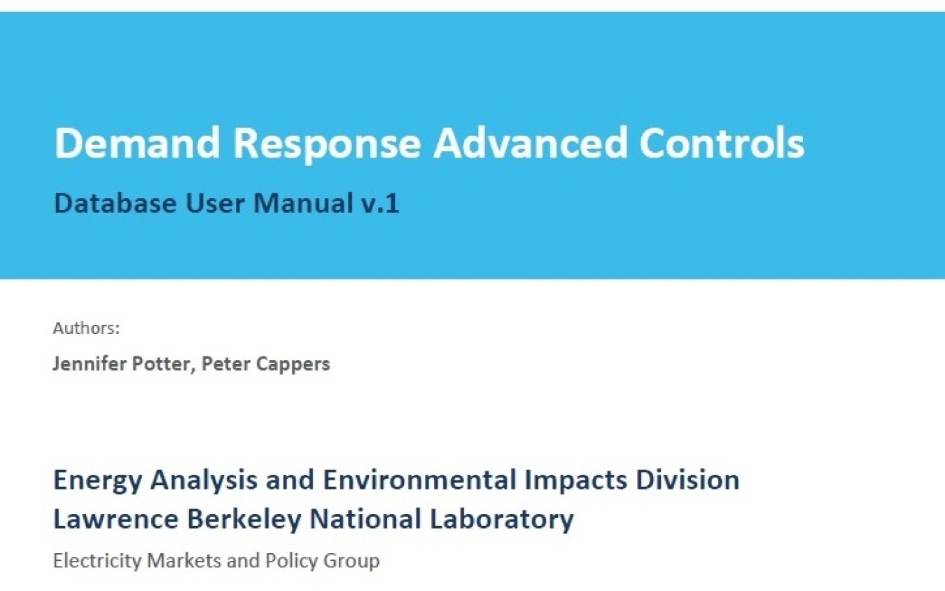 Demand Response Advanced Controls Database User Manual v.1