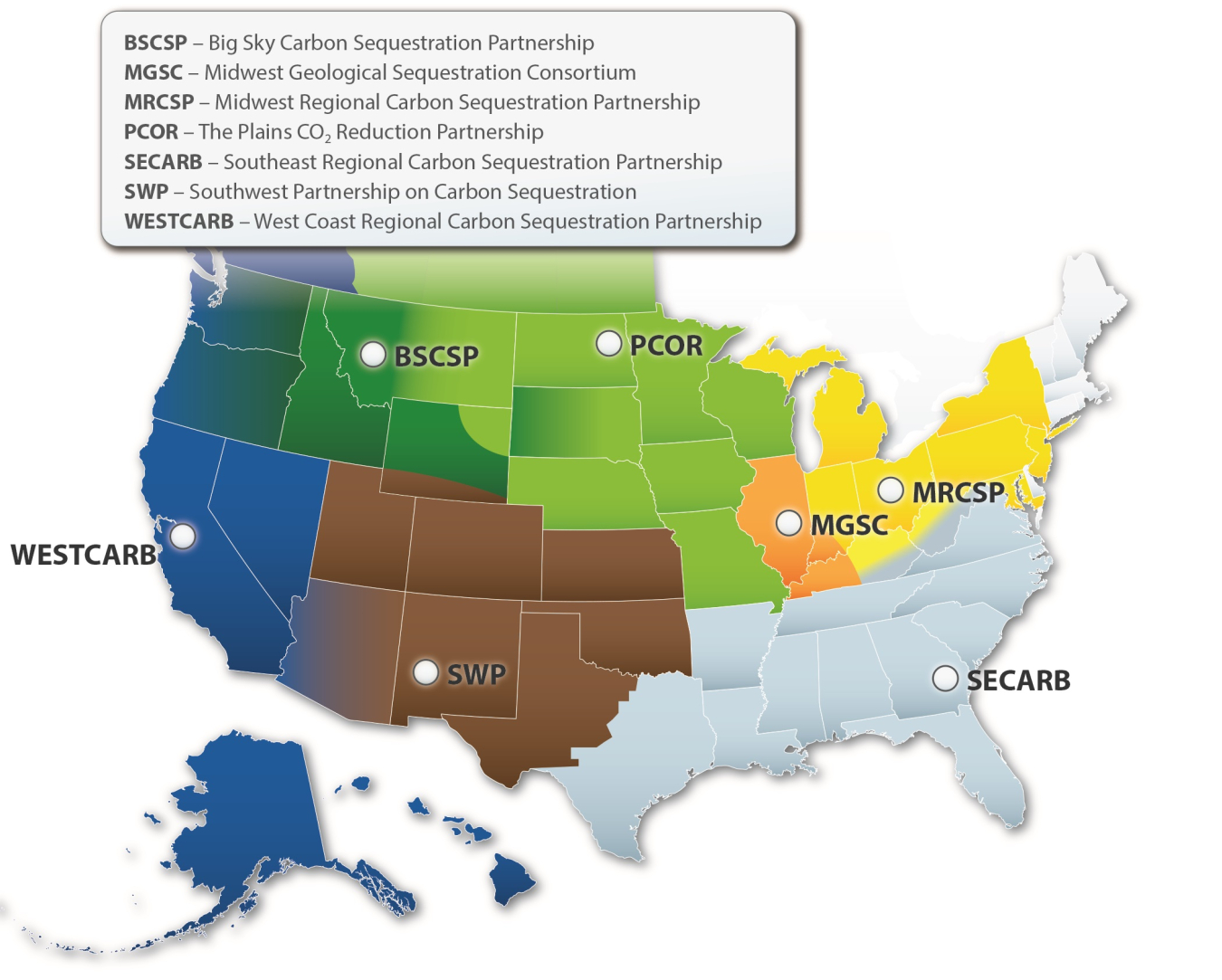 Regional Carbon Sequestration Partnerships Regions Map