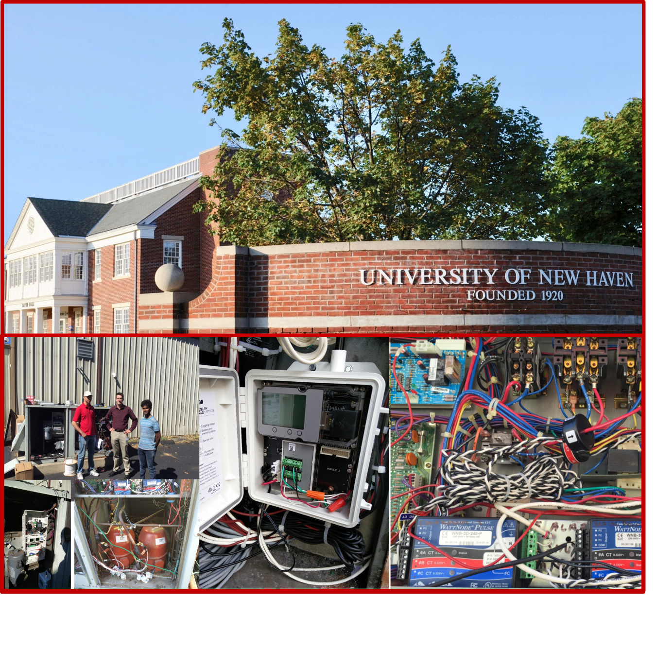 Collage of photo images including the University of New Haven.